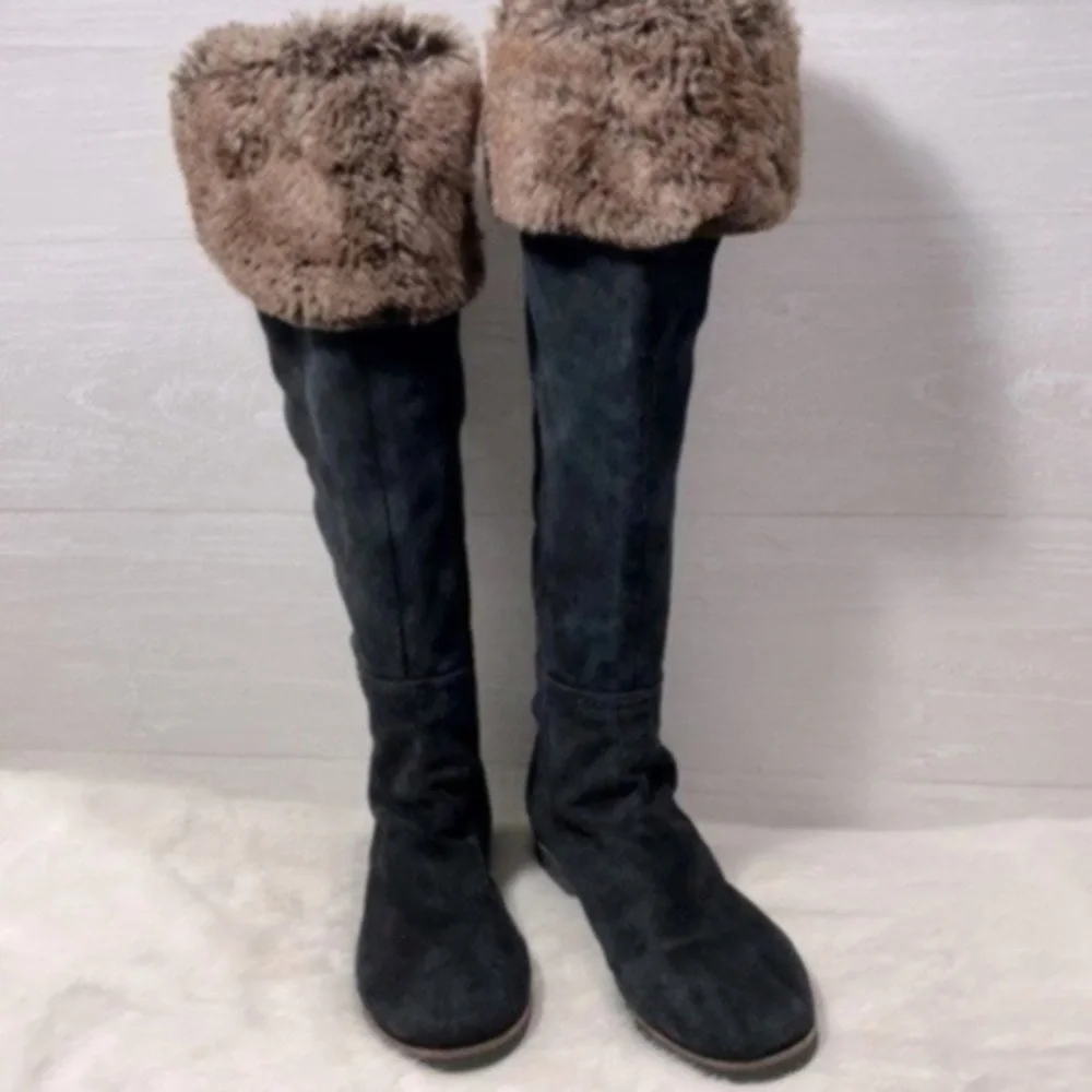 Sam Edelman Versatile Black Suede & Faux Fur Boots Size 9M